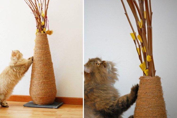 Когтеточка-ваза для кошки своими руками
