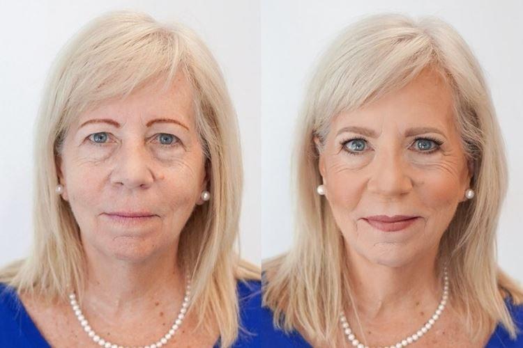 Возрастной макияж для голубых глаз