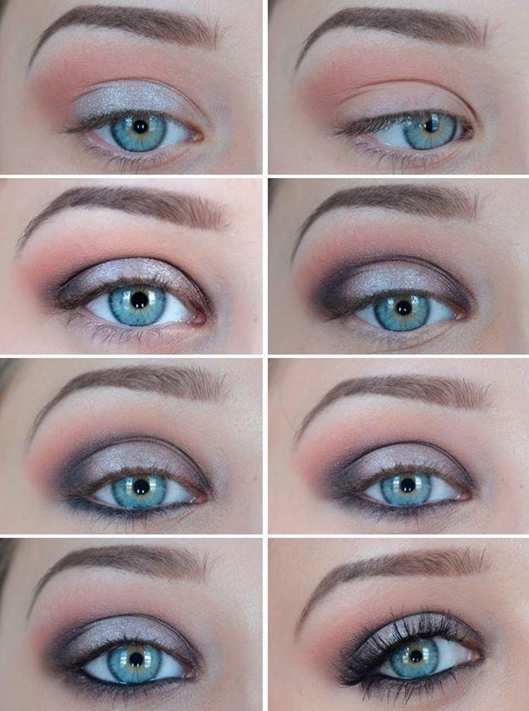 Как красиво накрасить глаза тенями пошаговая инструкция фото для голубых глаз с нависшим веком