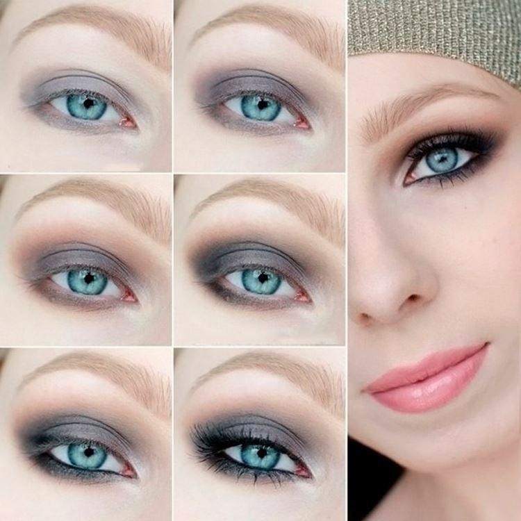 Красивый макияж для серо голубых глаз в домашних условиях с фото пошагово