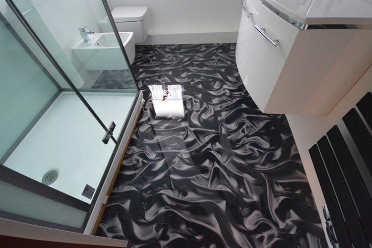 Наливные 3D-полы в ванной комнате - фото