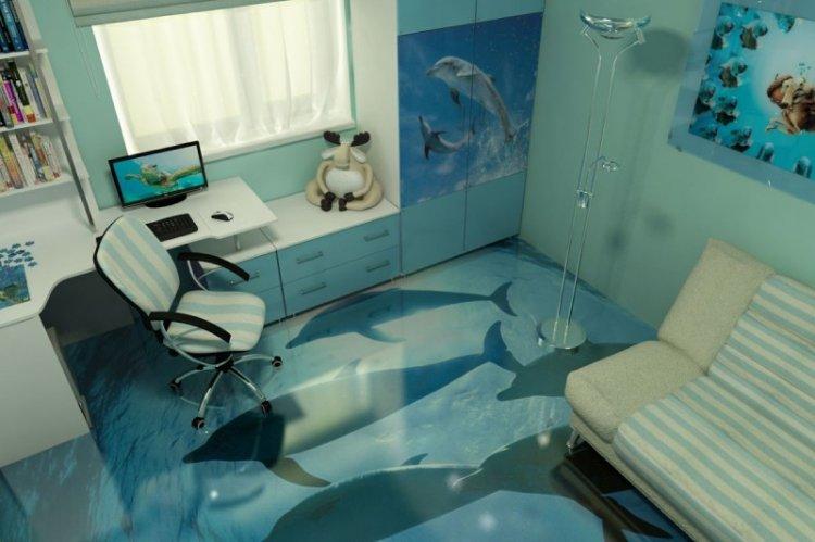 Наливные 3D-полы в детской комнате - фото