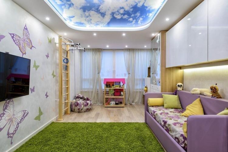 Натяжные потолки с подсветкой в детской комнате