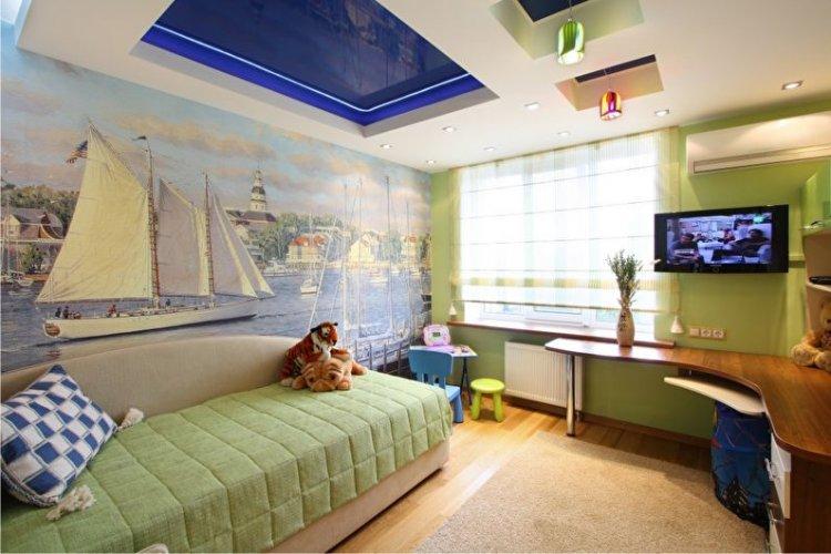 Натяжные потолки с подсветкой в детской комнате