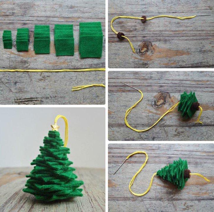 Простая фетровая елочка - Новогодние игрушки на елку своими руками