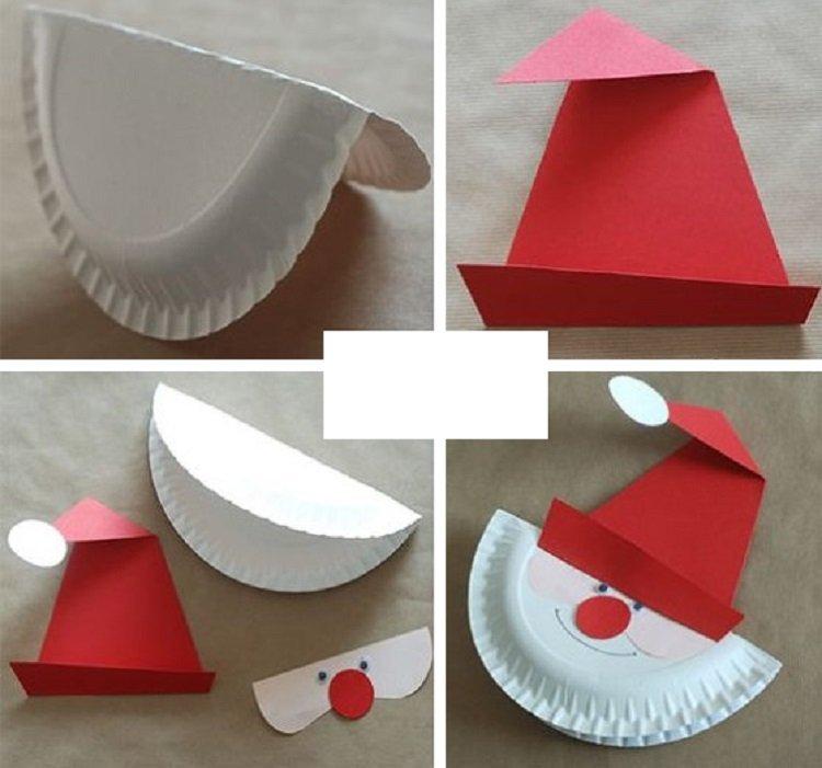 Дед Мороз из бумажных тарелок - Новогодние поделки для детей своими руками