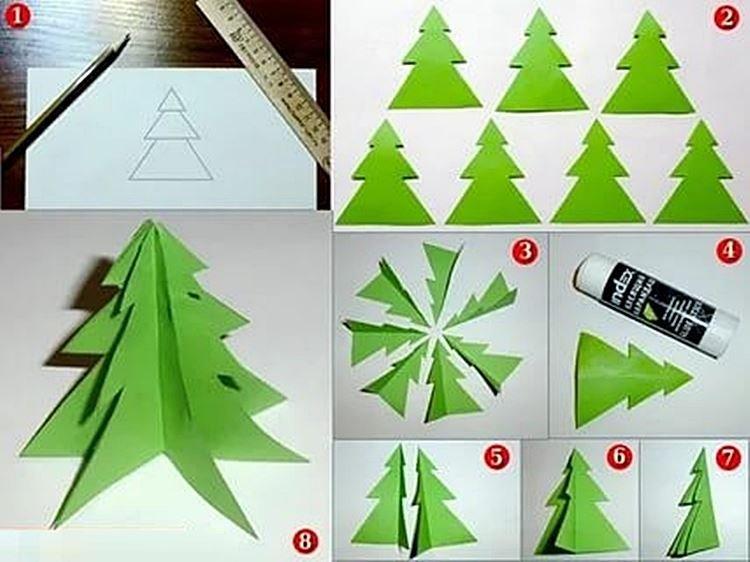 Объемная елка - Новогодние поделки из бумаги для детей