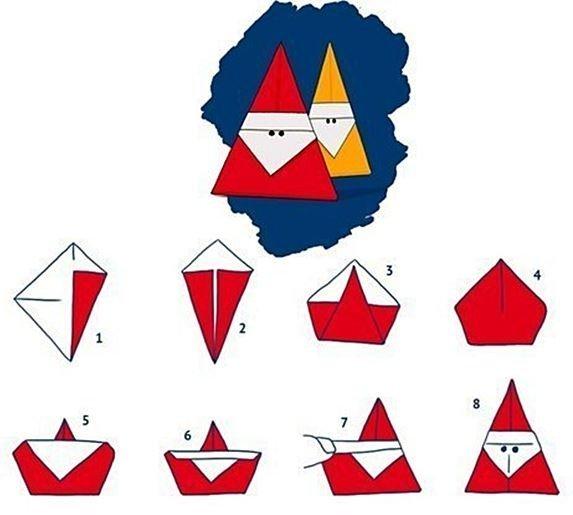 Оригами Дед Мороз - Новогодние поделки из бумаги для детей