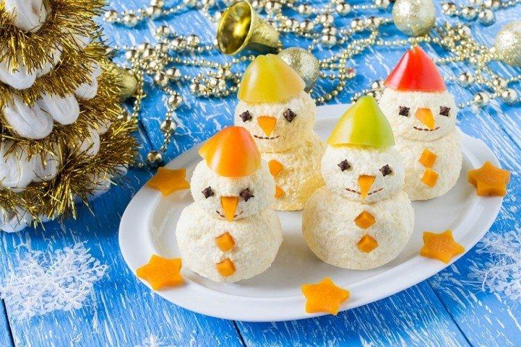 Сырные снеговики - Новогодние закуски рецепты