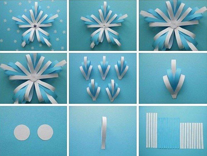 Объемные снежинки из бумаги своими руками - схема вырезания 1