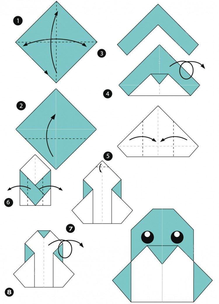 Пингвин – схемы оригами из бумаги для детей