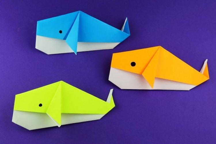 Кит из бумаги - схемы оригами для начинающих