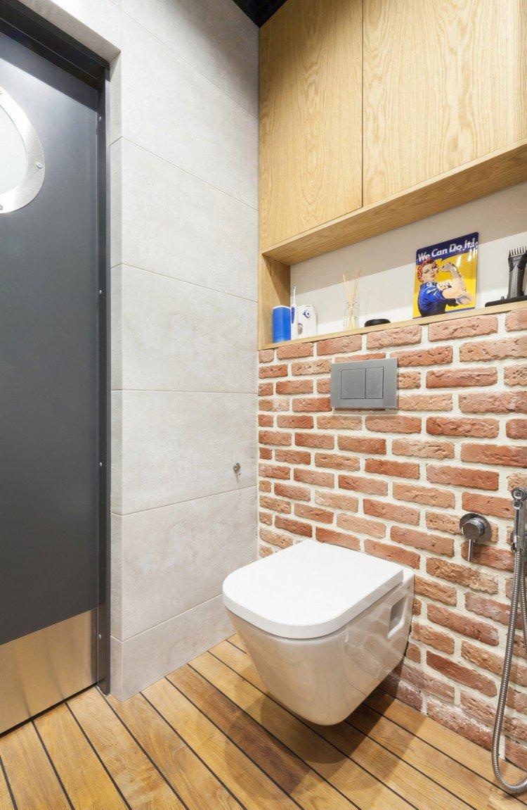 Декоративный камень - отделка стен в туалете
