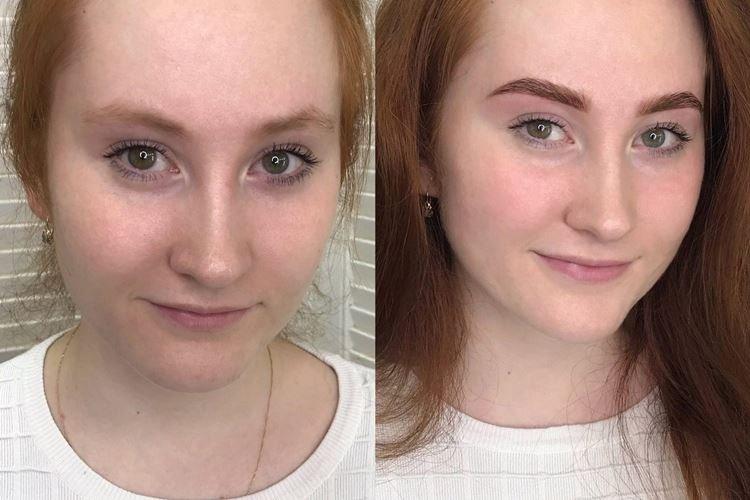 Перманентный макияж бровей - фото до и после