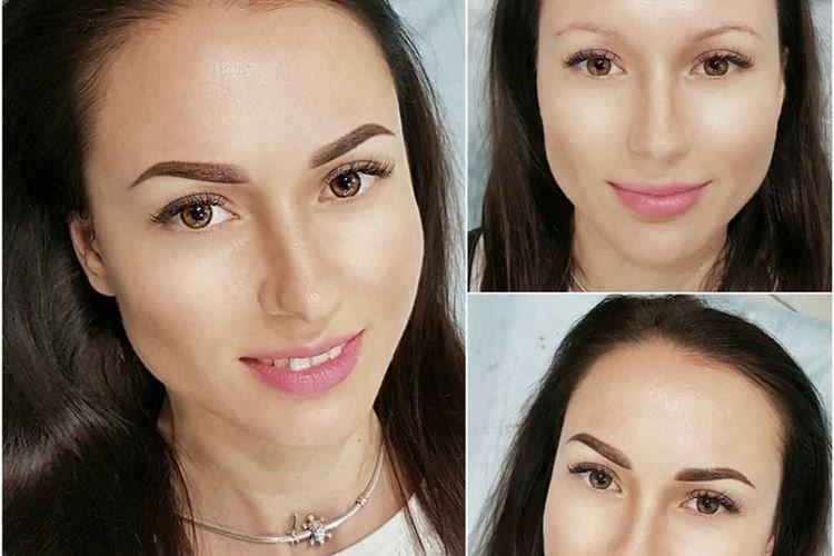 Перманентный макияж бровей - фото до и после