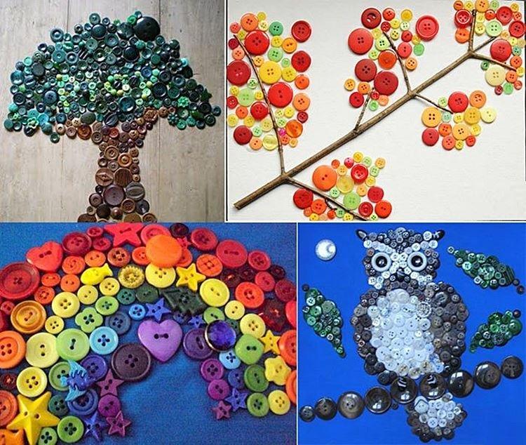 Мозаика из пуговиц - Поделки для детей 5-6 лет