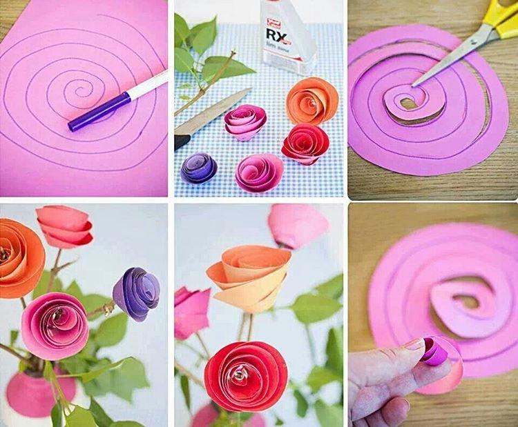 Спиральная роза - Поделки из цветной бумаги для детей