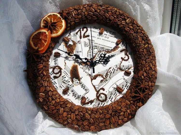 Часы - Поделки из кофейных зерен своими руками