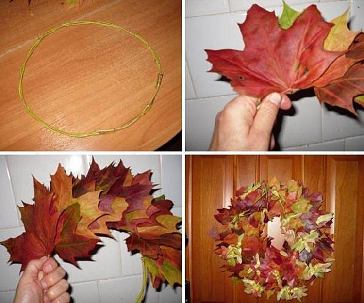 Осенний венок - Поделки из осенних листьев для детей