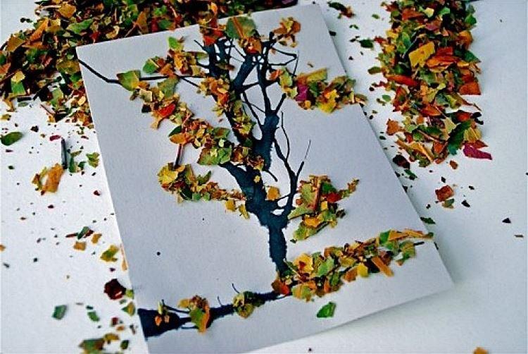 Аппликация из листьев - Поделки из осенних листьев для детей