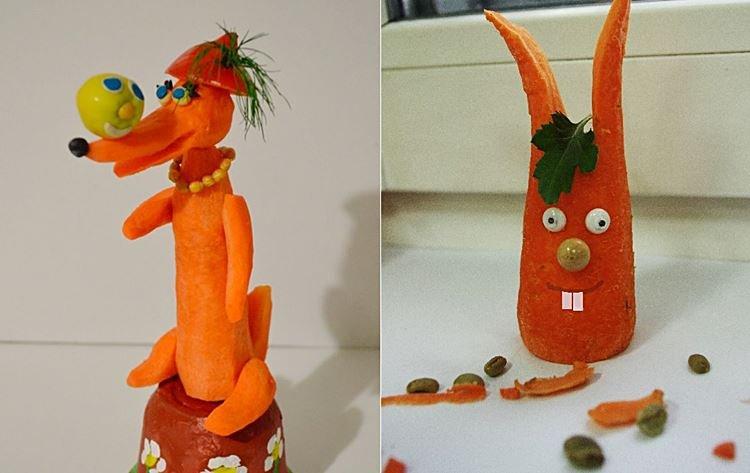 Фигурки из моркови - Поделки из овощей в школу