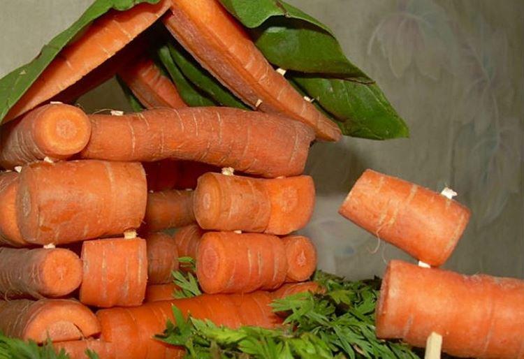 Избушка из моркови - Поделки из овощей в школу