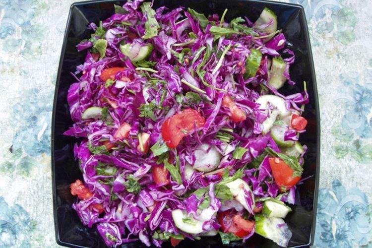 Постный салат с красной капустой - рецепты