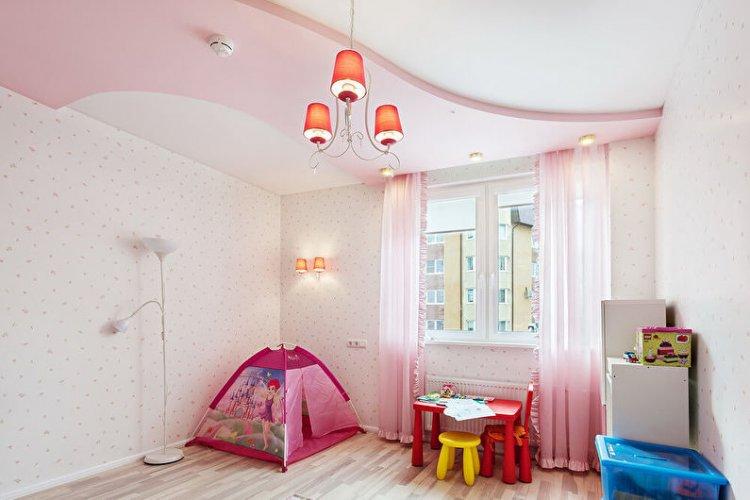 Фигурные потолки из гипсокартона в детской комнате