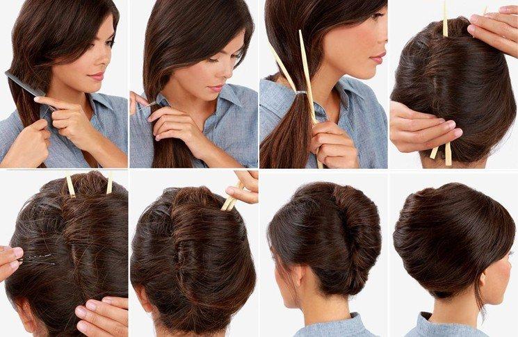 Японская прическа - Прически на каждый день на средние волосы с челкой