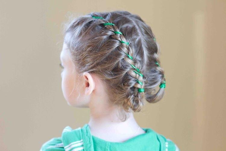 Колоски с лентами - Прически на средние волосы для девочек