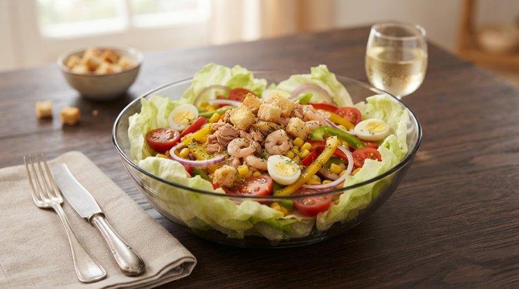 Легкий салат из морепродуктов «Магия»