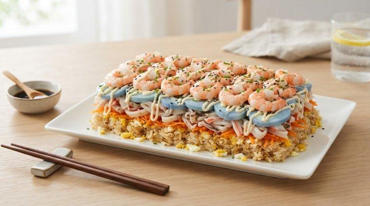 Салат из риса и морепродуктов