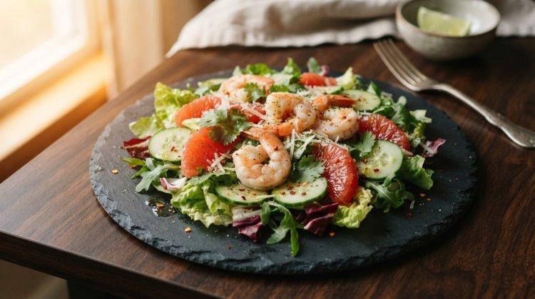 Салат с креветками и грейпфрутом