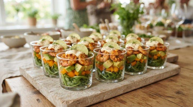 Салат с креветками и рукколой