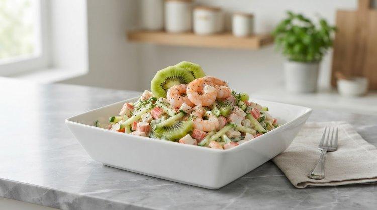 Салат с креветками и крабовыми палочками