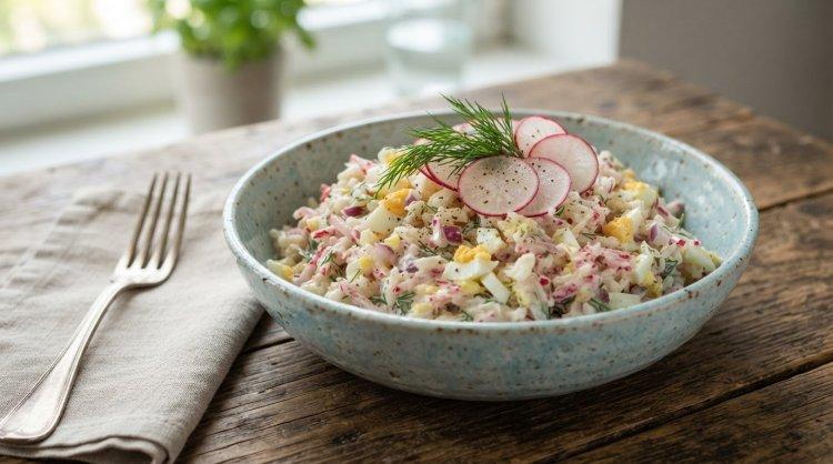 Салат с редиской и рисом