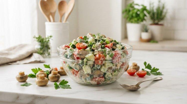 Салат с маринованными грибами