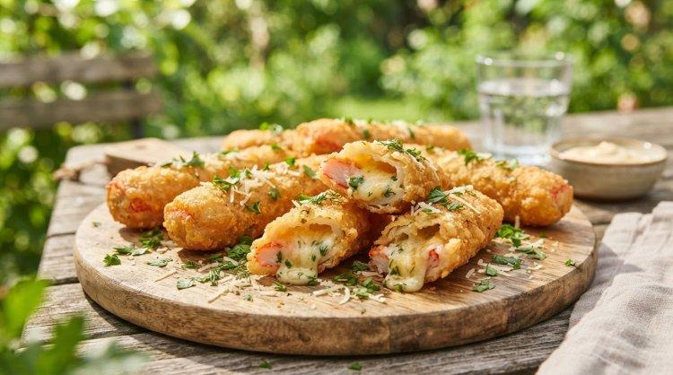 Крабовые палочки с сыром и зеленью в кляре