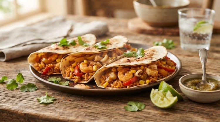 Закуска с морепродуктами в лепешках