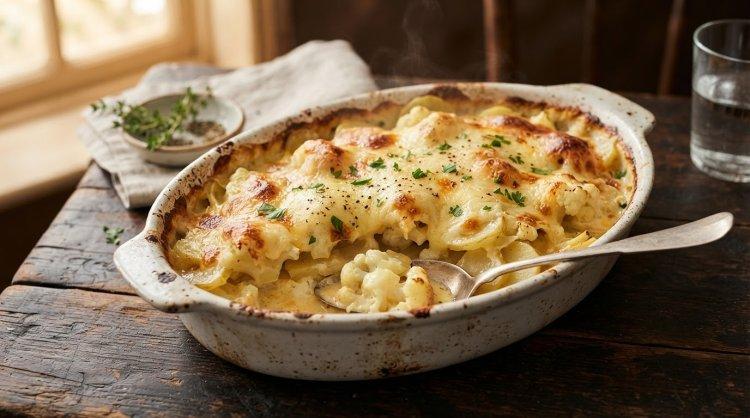Запеченная цветная капуста с картошкой
