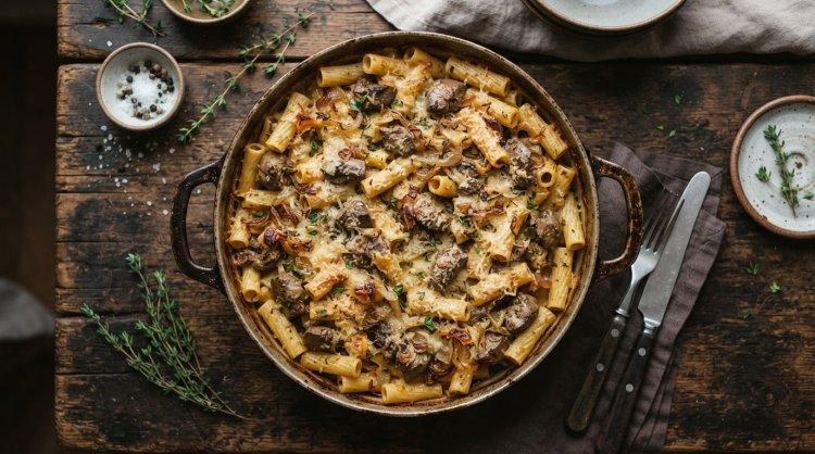 Запеканка из макарон и куриной печени