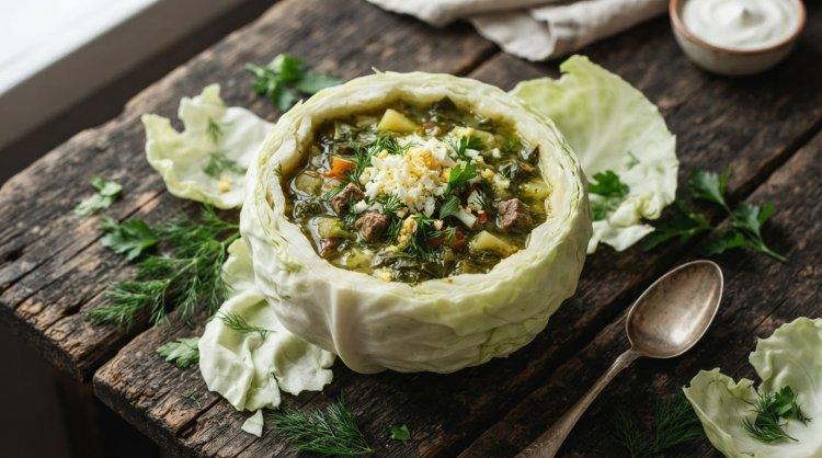 Зеленый борщ в капусте