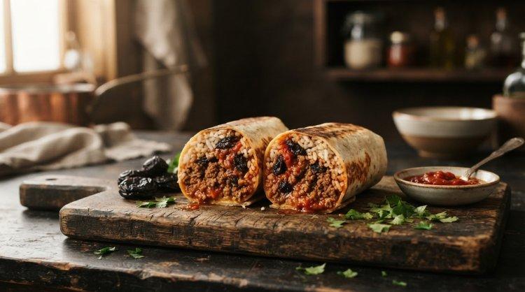 Буррито с говядиной, рисом и черносливом