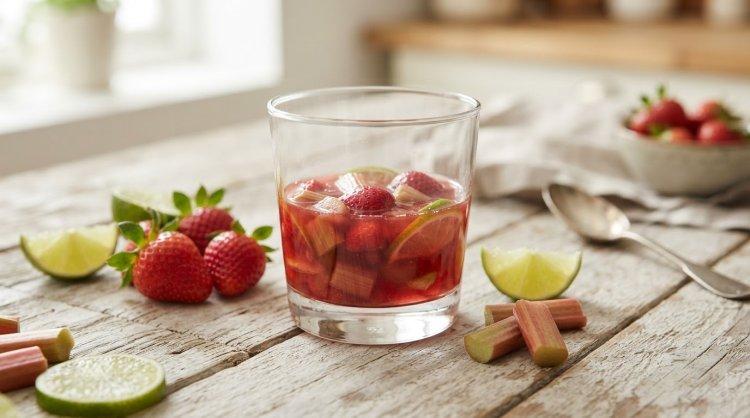 Компот из ревеня, клубники и лайма