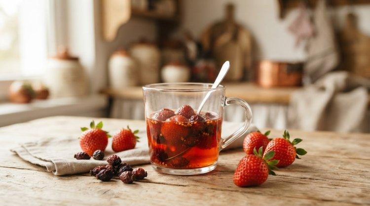Клубничный компот с шиповником