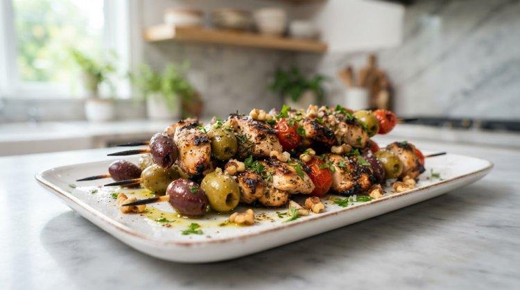 Курица с маслинами и орехами