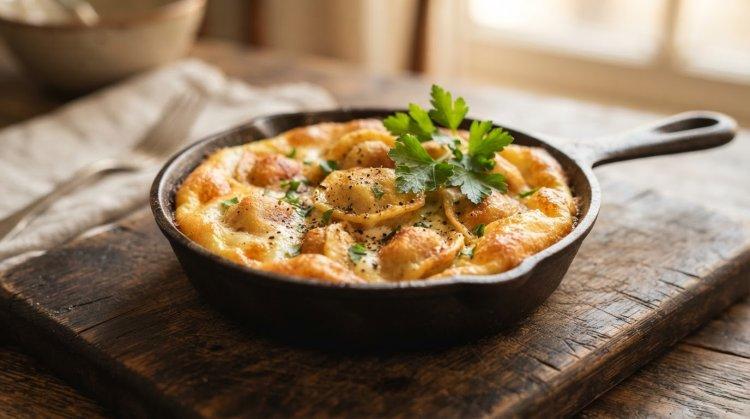 Жареные пельмени с яйцом