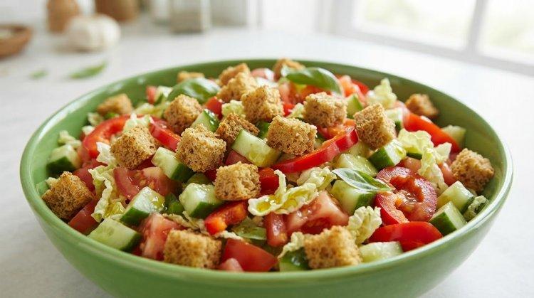 Овощной салат с кириешками
