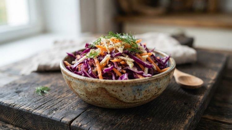 Салат из краснокочанной капусты, сельдерея и моркови