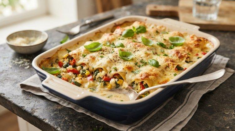 Каннеллони с овощами и адыгейским сыром